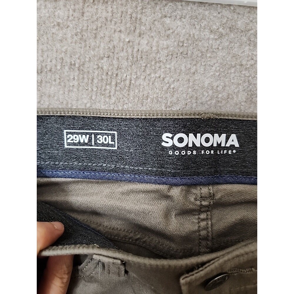 Sonoma Everyday All Day Pants Mens 29x30 Taupe Straight Fit Flexwear Waist NEW - Picture 7 of 10
